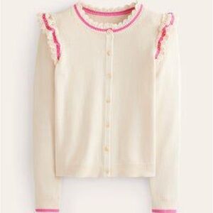 Boden Crochet Frill Detail Cardigan